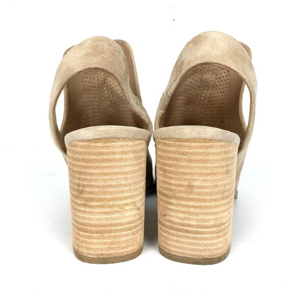 Cole Haan Grand OS Callista Tan Suede Perforated Bootie Block Heel Peep Toe 8 - Picture 5 of 11